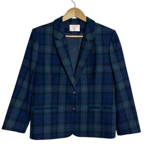 Vtg Pendleton Womens Wool Plaid Blazer Sz MP Lined Single Breasted Notch Lapel